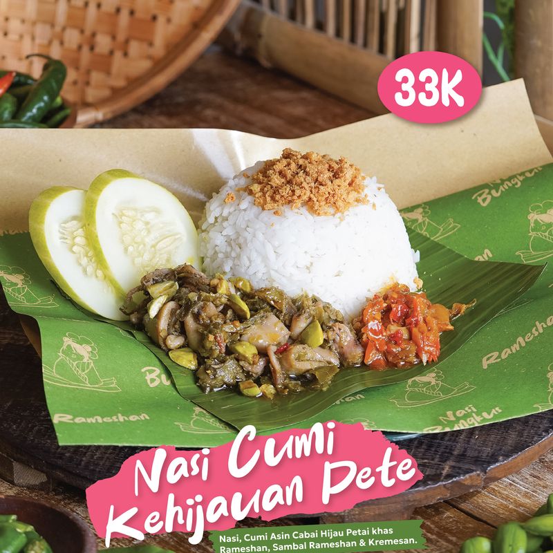 Nasi Cumi Kehijauan Pete Rameshan